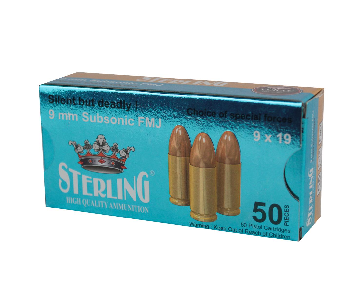 9x19 luger sterling subsonic fmj 147 gr, 9,52g фото