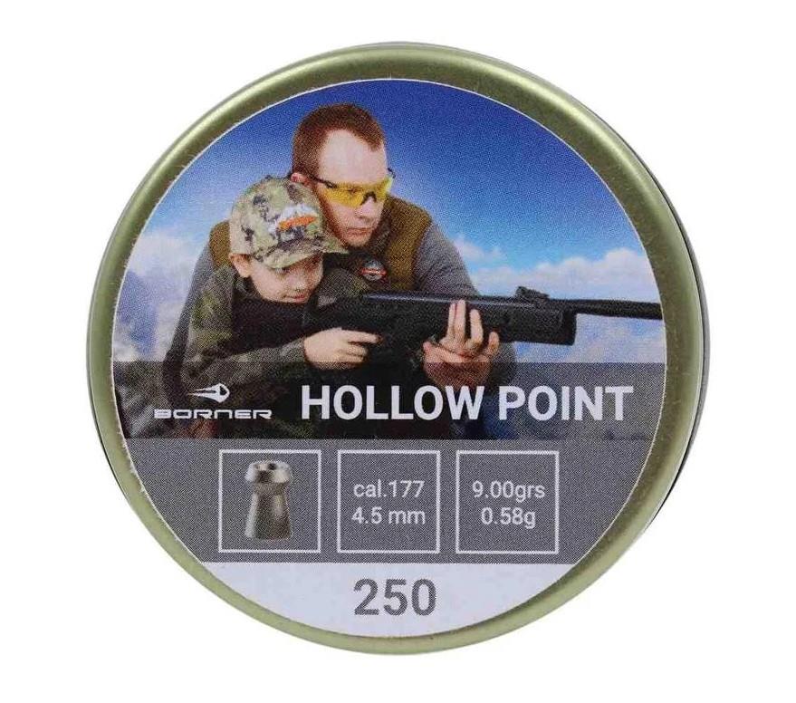 пуля пневм. borner "hollow point", 4.5 (250шт) 0.58 гр фото